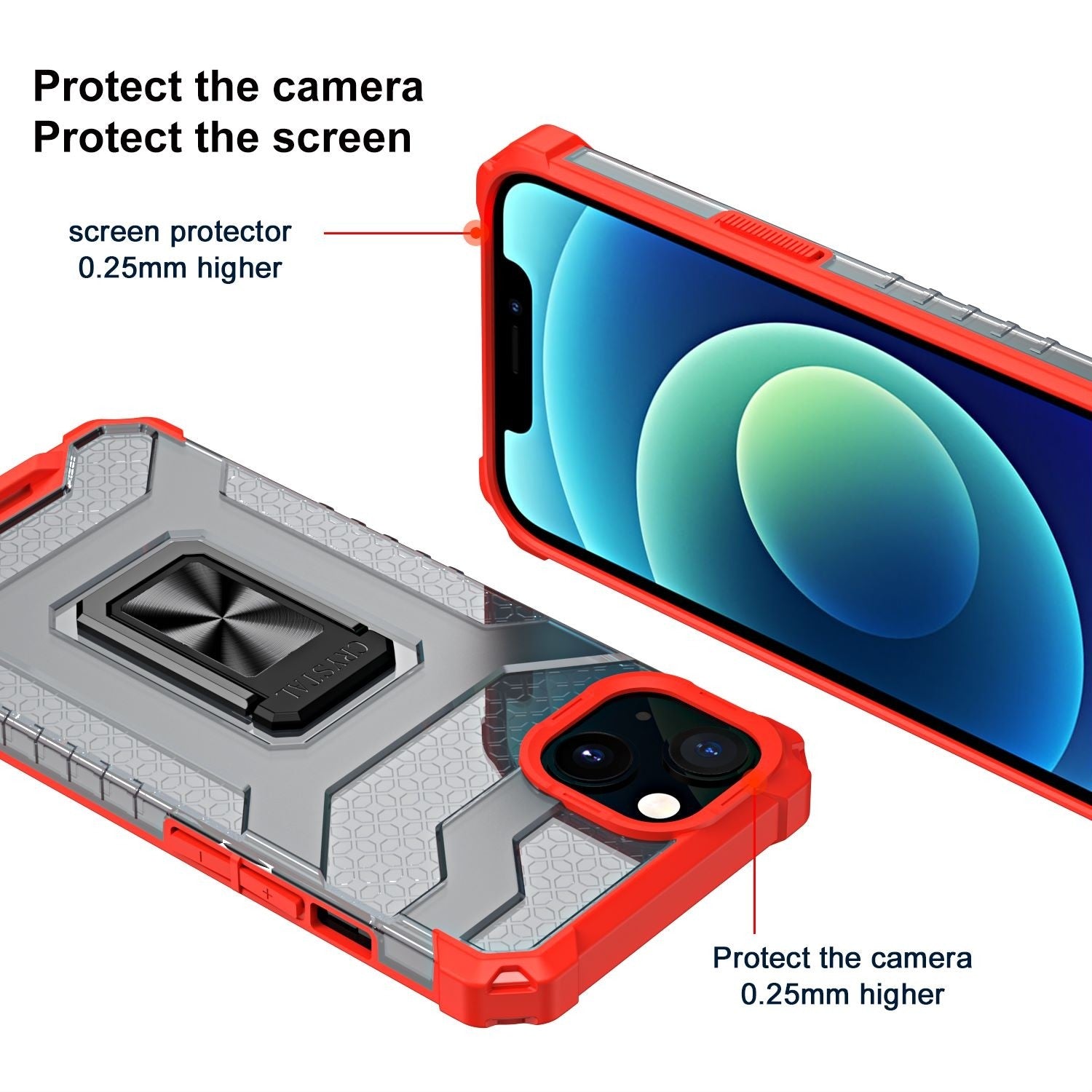 Husa de protectie Flippy compatibila cu Apple iPhone 13 Acrylic Armor cu suport Rosu-4