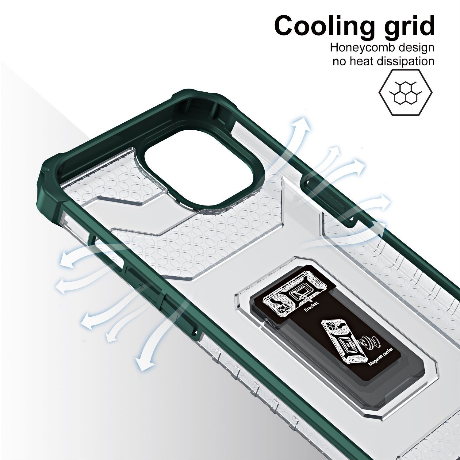 Husa de protectie Flippy compatibila cu Apple iPhone 13 Acrylic Armor cu suport Verde Inchis-5