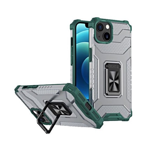 Husa de protectie Flippy compatibila cu Apple iPhone 13 Acrylic Armor cu suport Verde Inchis-0
