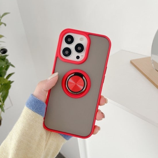 Husa de protectie Flippy compatibila cu Apple iPhone 13,Defender cu prindere inel,Rosu-1