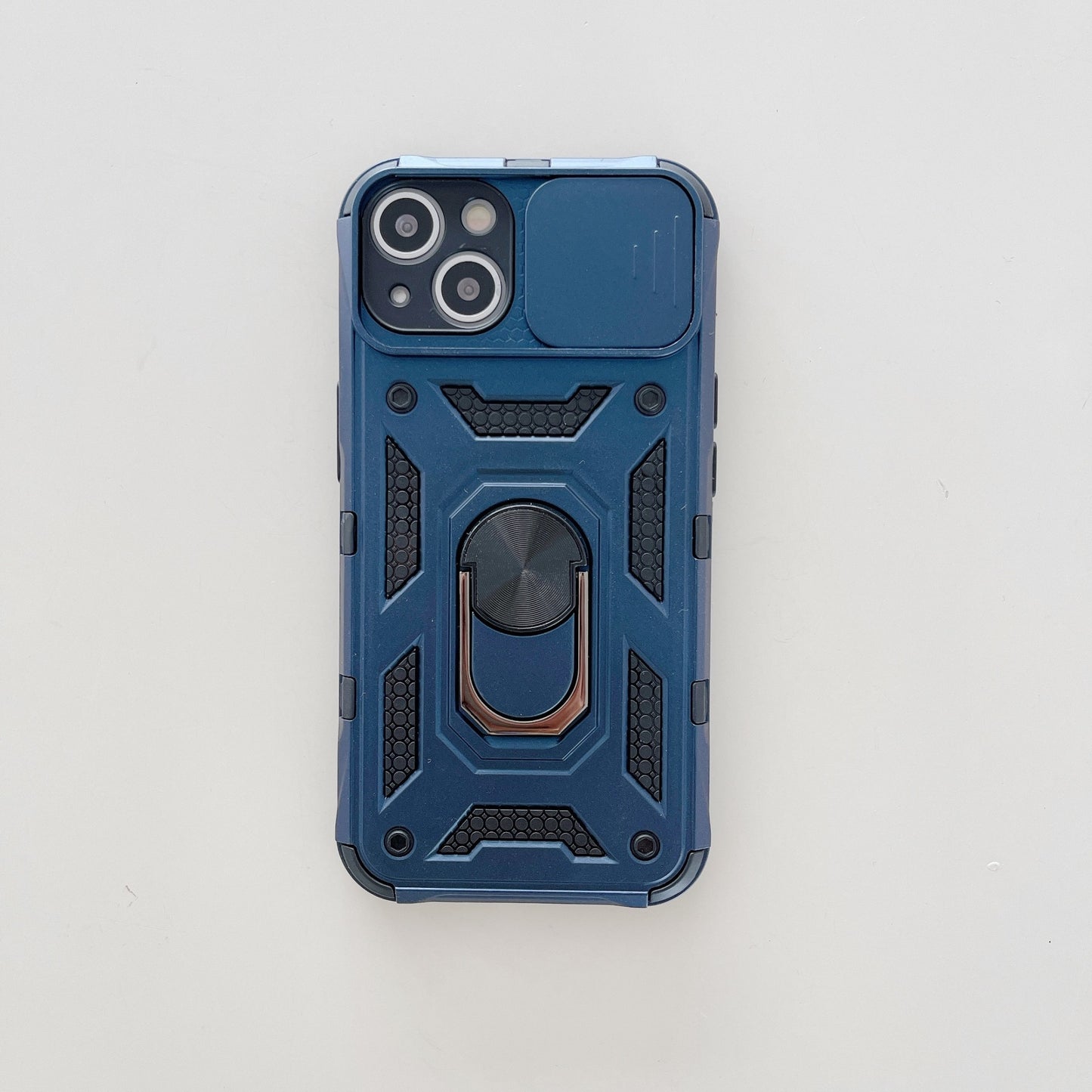 Husa de protectie Flippy compatibila cu Apple iPhone 13 Defender Model 4 cu suport,Albastru-2