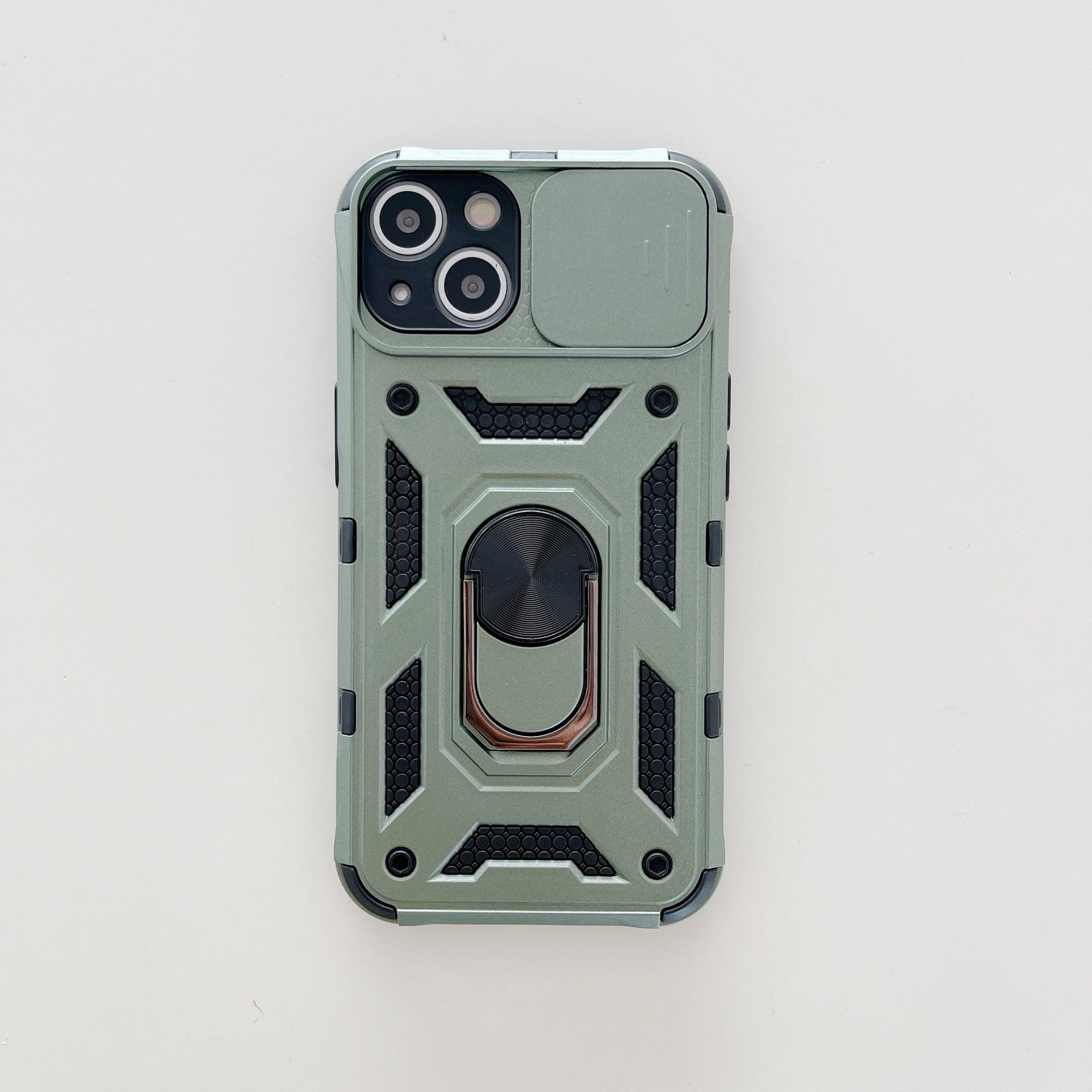 Husa de protectie Flippy compatibila cu Apple iPhone 13 Defender Model 4 cu suport,Verde-1