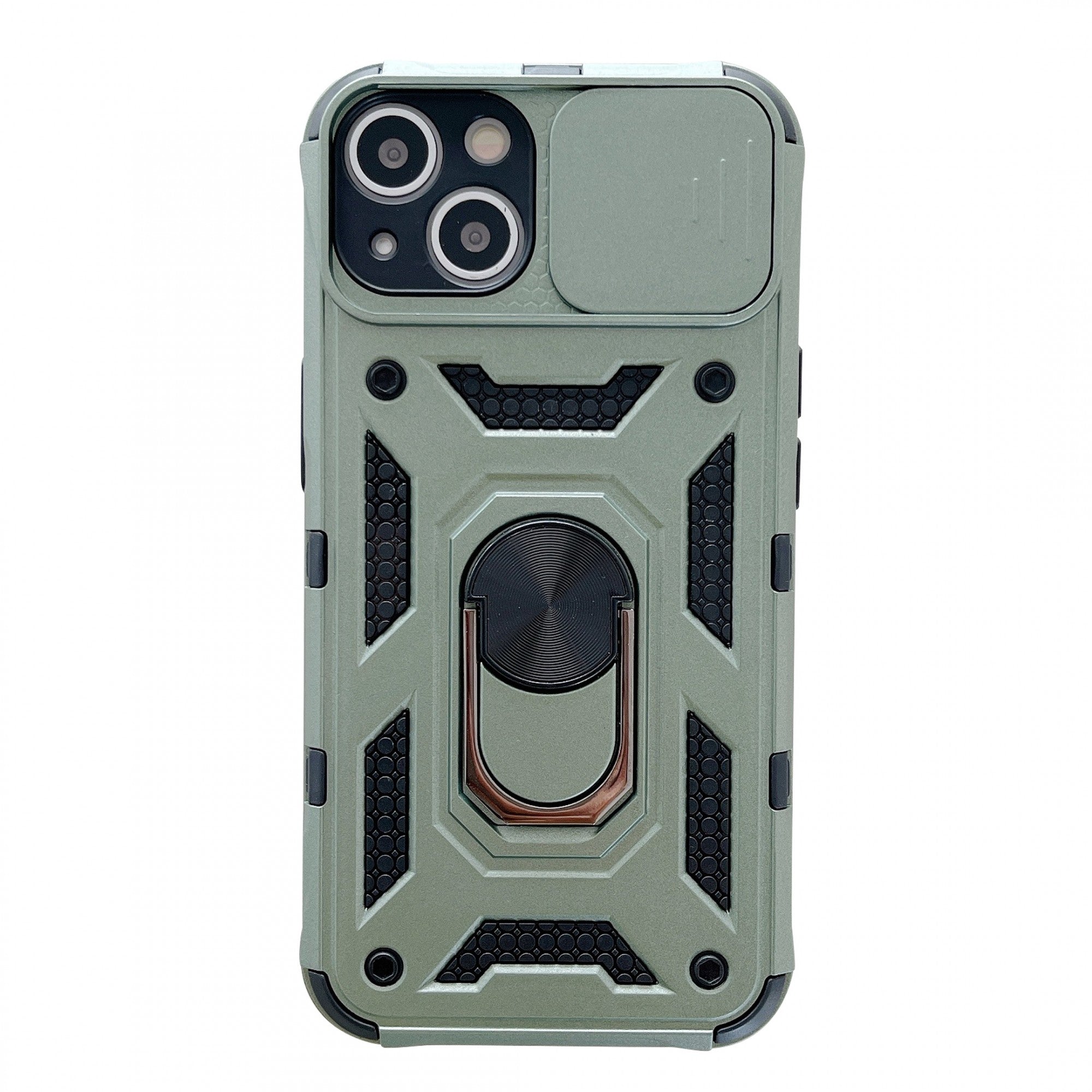 Husa de protectie Flippy compatibila cu Apple iPhone 13 Defender Model 4 cu suport,Verde-0