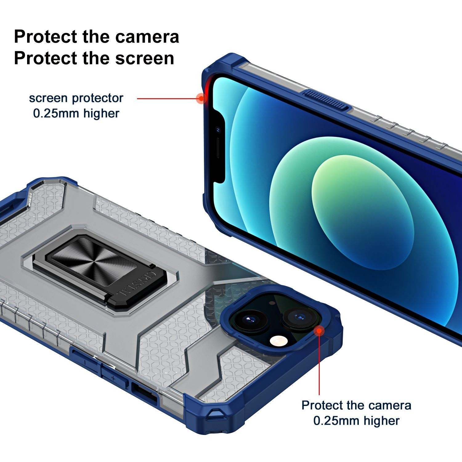 Husa de protectie Flippy compatibila cu Apple iPhone 13 Mini Acrylic Armor cu suport Albastru-4