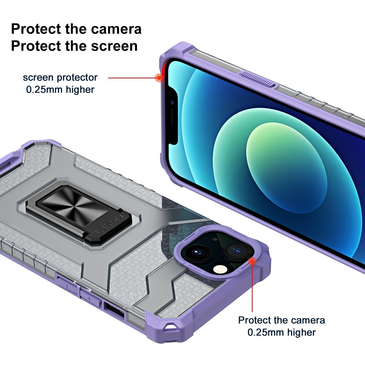 Husa de protectie Flippy compatibila cu Apple iPhone 13 Mini Acrylic Armor cu suport Mov-1