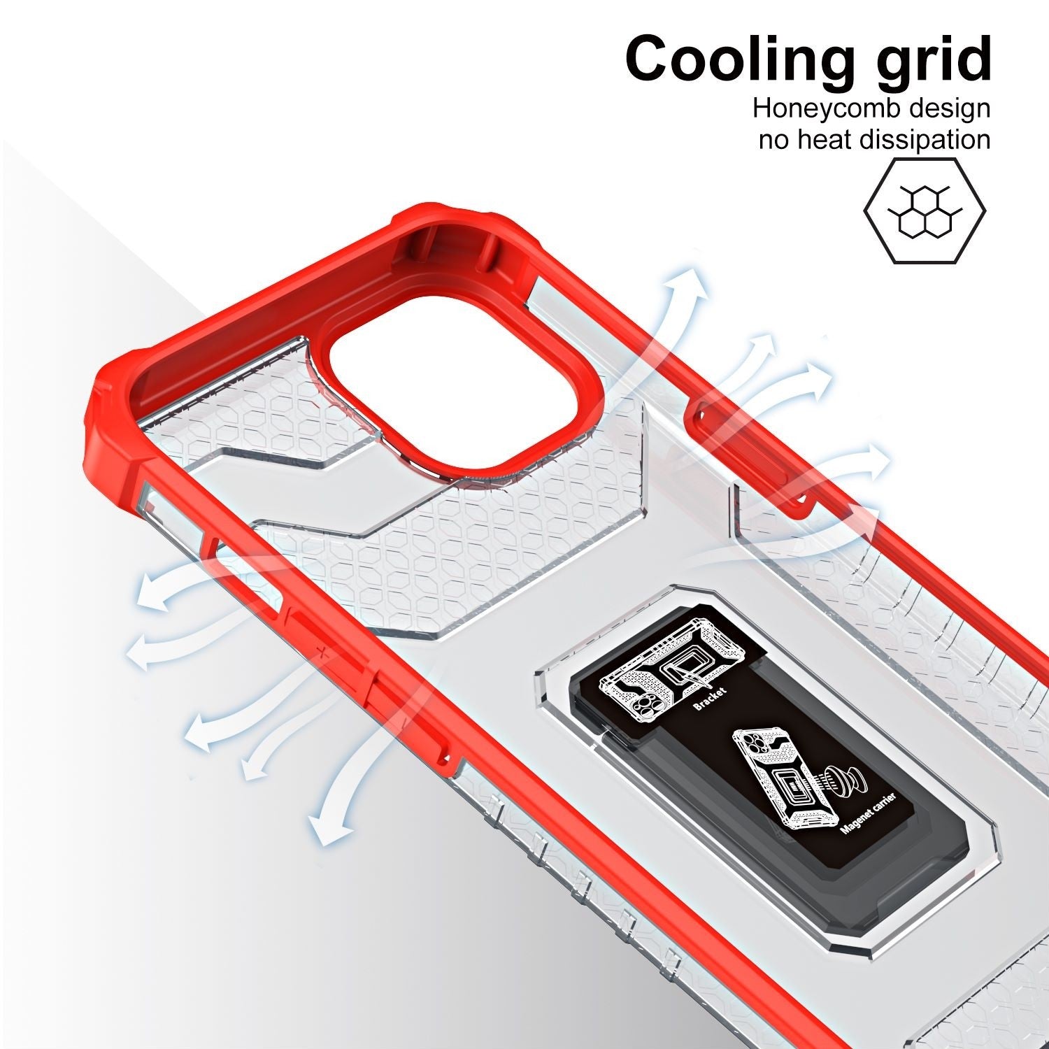 Husa de protectie Flippy compatibila cu Apple iPhone 13 Mini Acrylic Armor cu suport Rosu-3