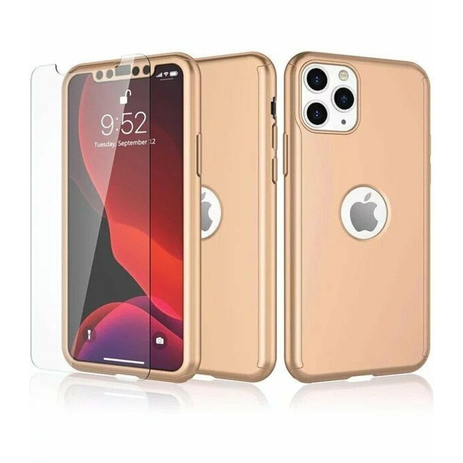 Husa de protectie Flippy compatibila cu Apple iPhone 13 Mini, Full Cover 360, Auriu + Folie de protectie-0