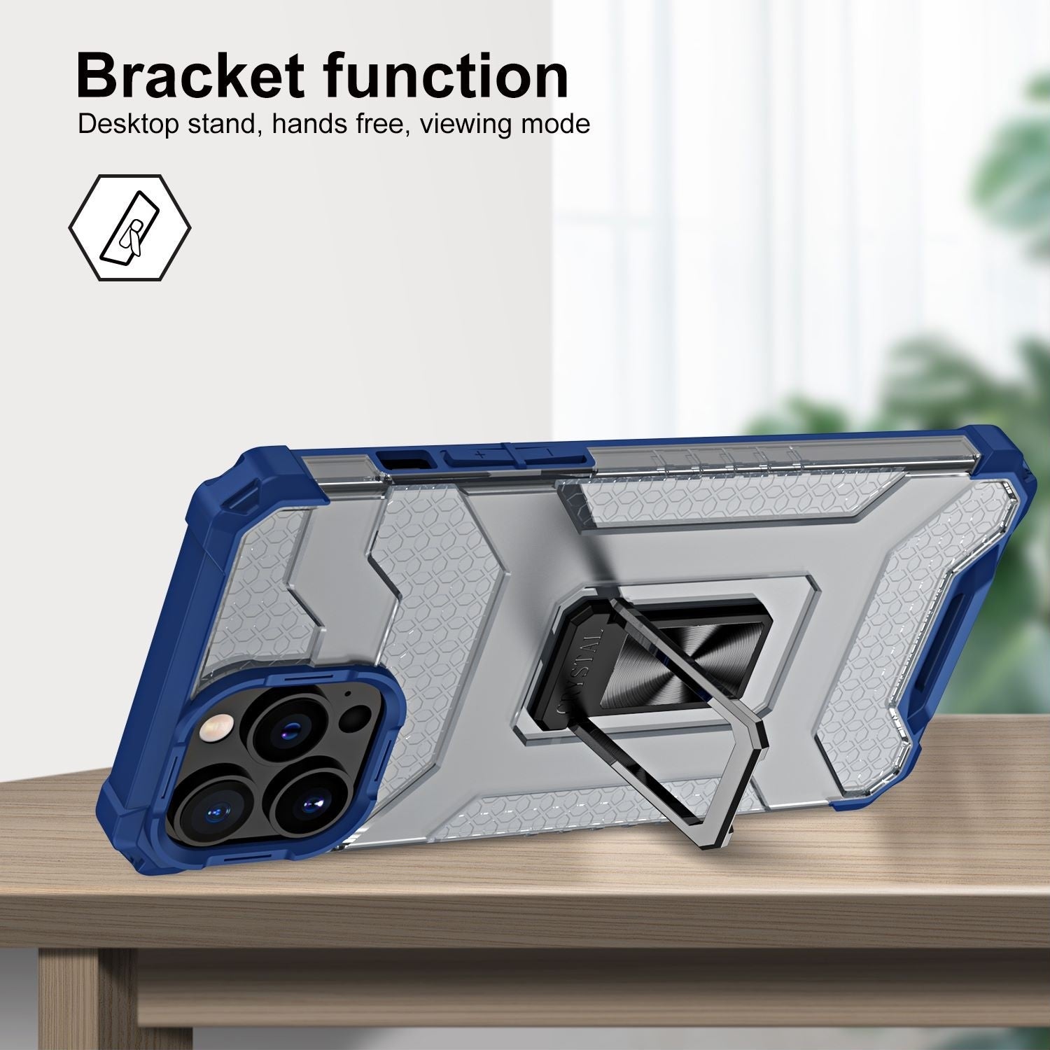 Husa de protectie Flippy compatibila cu Apple iPhone 13 Pro Acrylic Armor cu suport Albastru-4