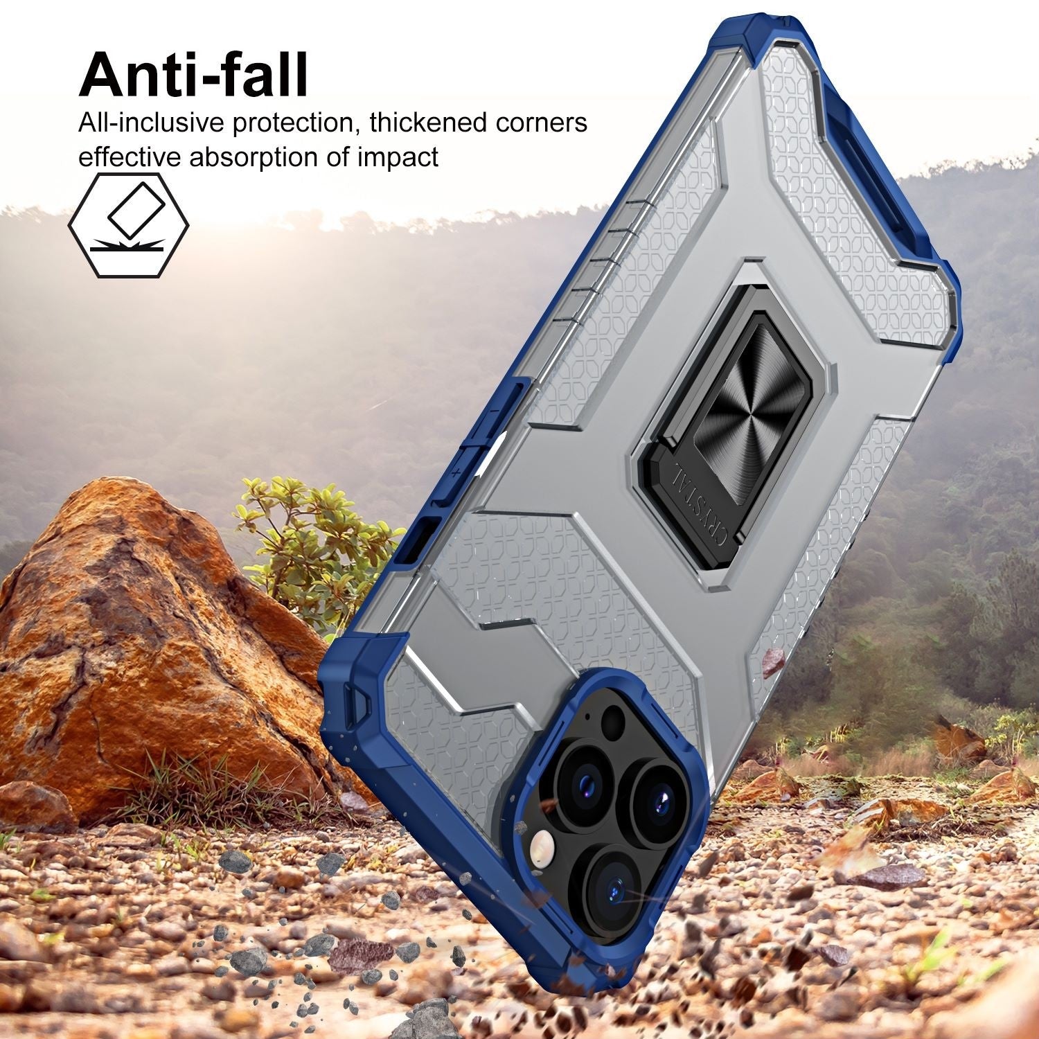 Husa de protectie Flippy compatibila cu Apple iPhone 13 Pro Acrylic Armor cu suport Albastru-5
