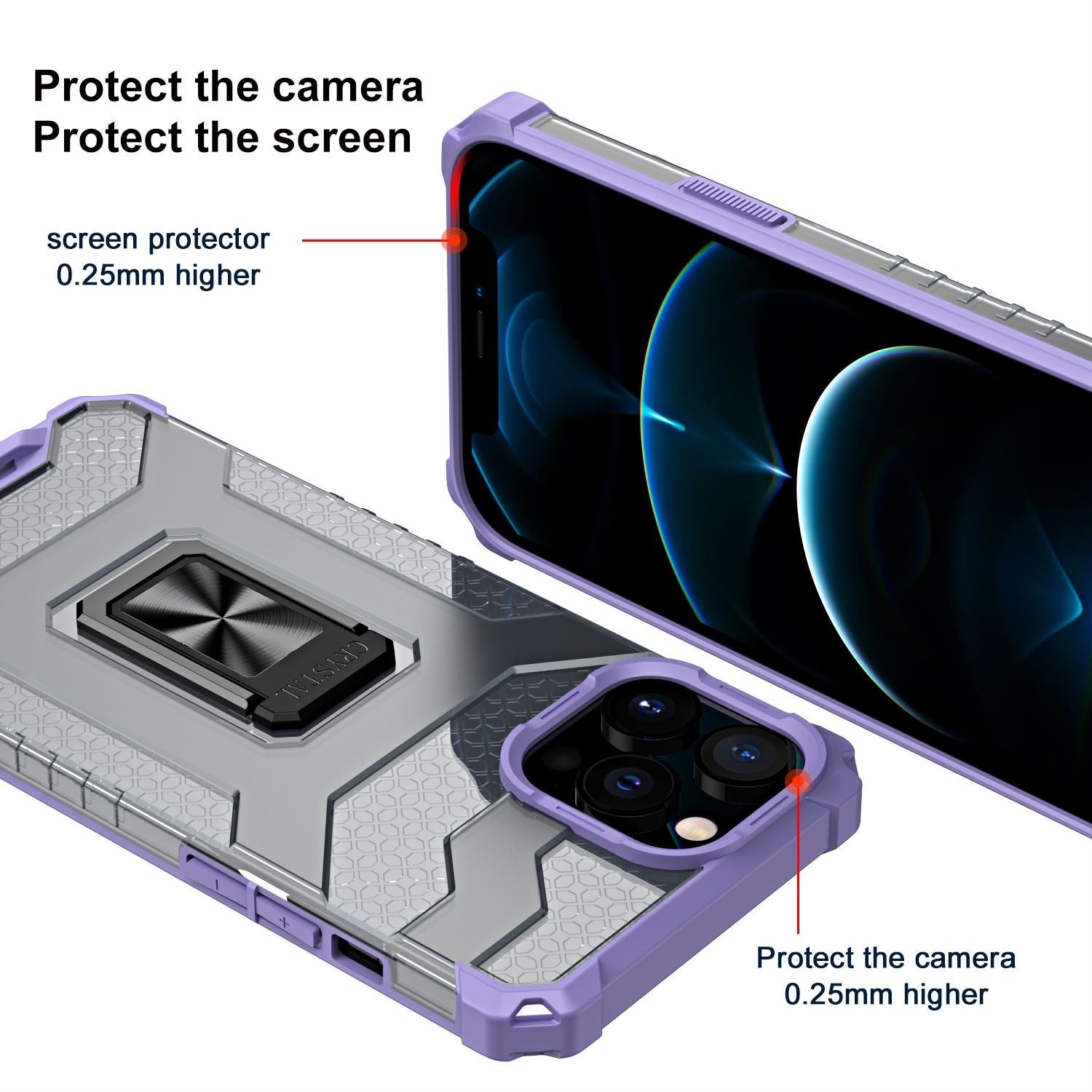Husa de protectie Flippy compatibila cu Apple iPhone 13 Pro Acrylic Armor cu suport Mov-1