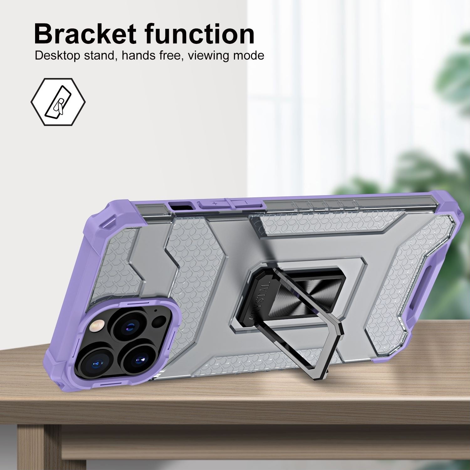 Husa de protectie Flippy compatibila cu Apple iPhone 13 Pro Acrylic Armor cu suport Mov-3