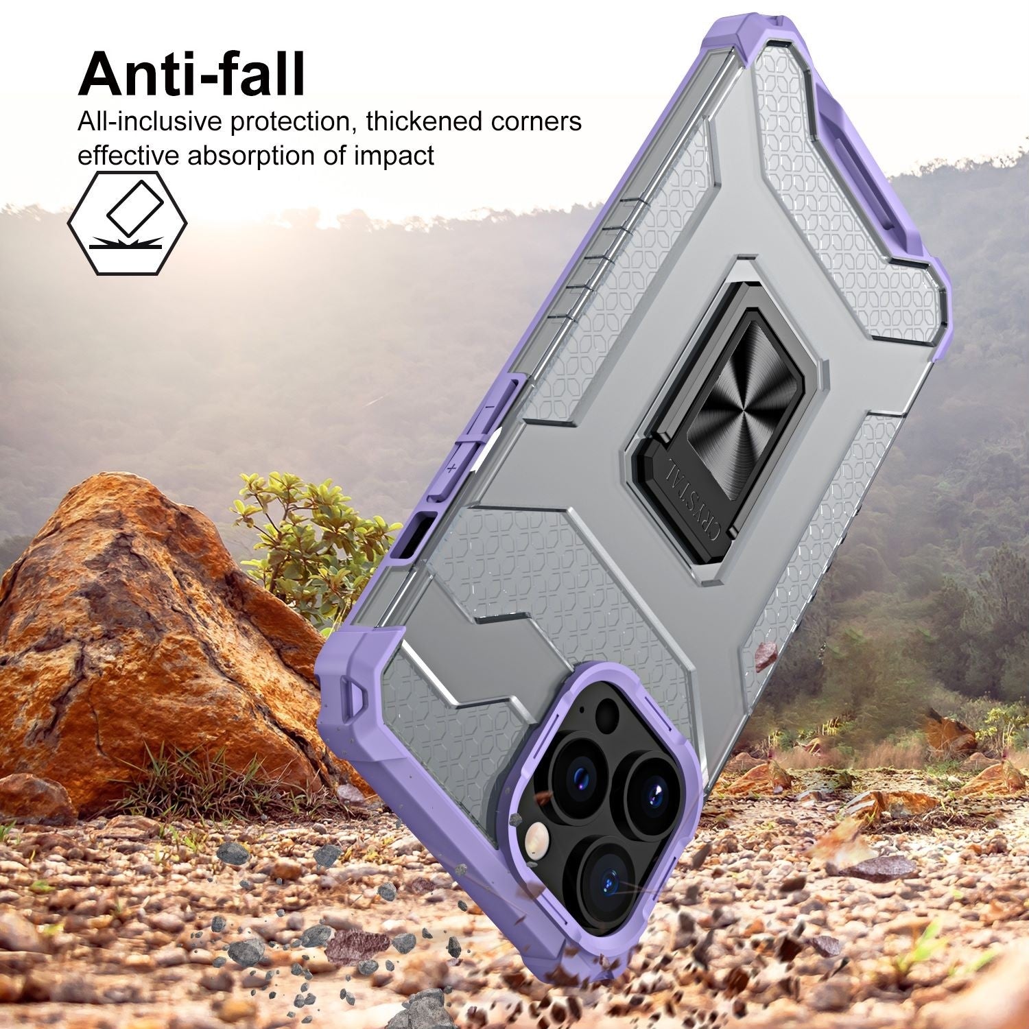 Husa de protectie Flippy compatibila cu Apple iPhone 13 Pro Acrylic Armor cu suport Mov-4