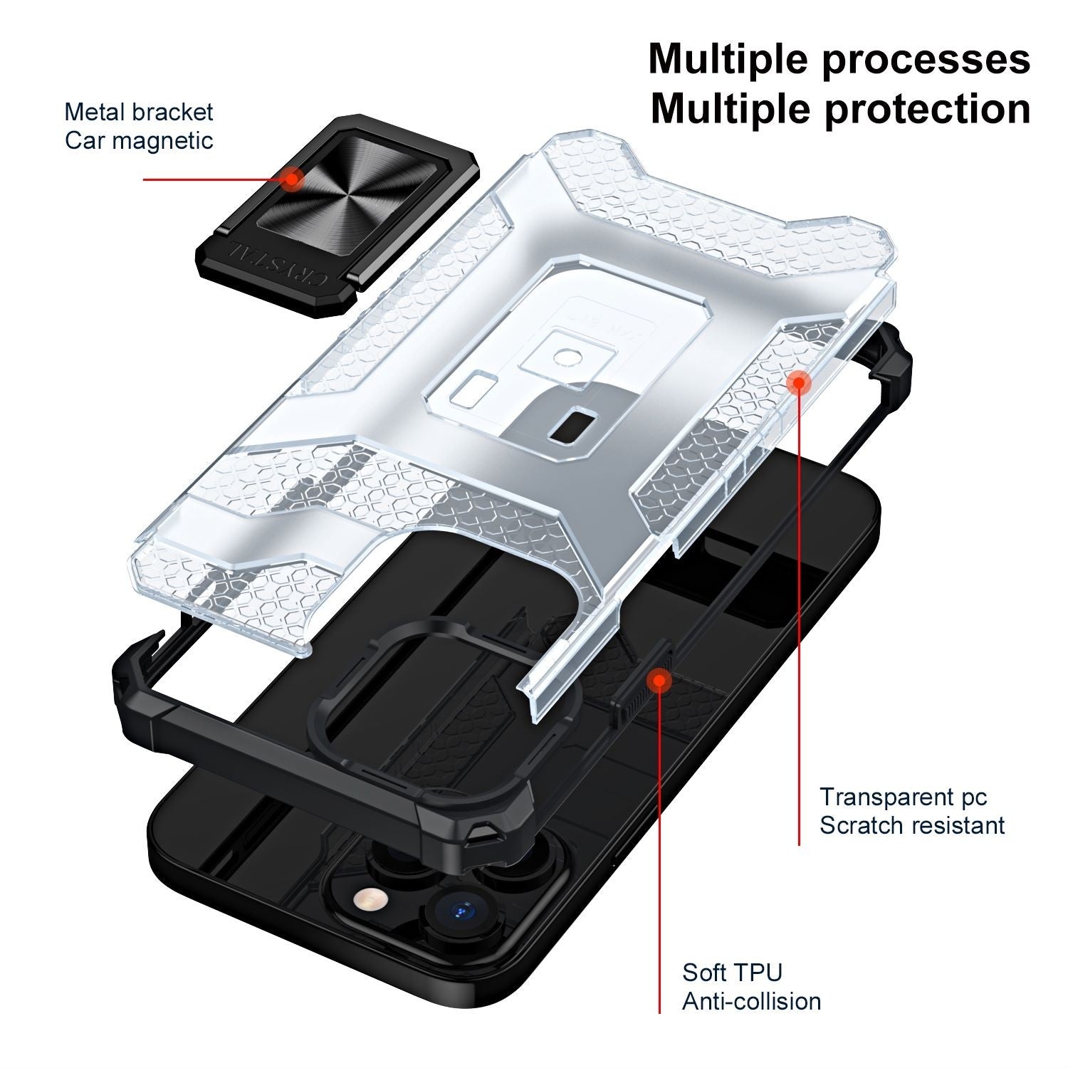 Husa de protectie Flippy compatibila cu Apple iPhone 13 Pro Acrylic Armor cu suport Negru-1