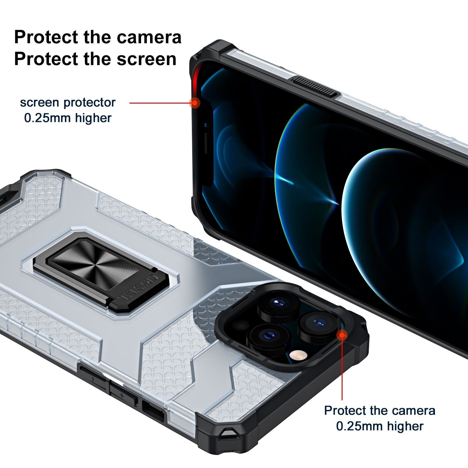 Husa de protectie Flippy compatibila cu Apple iPhone 13 Pro Acrylic Armor cu suport Negru-5