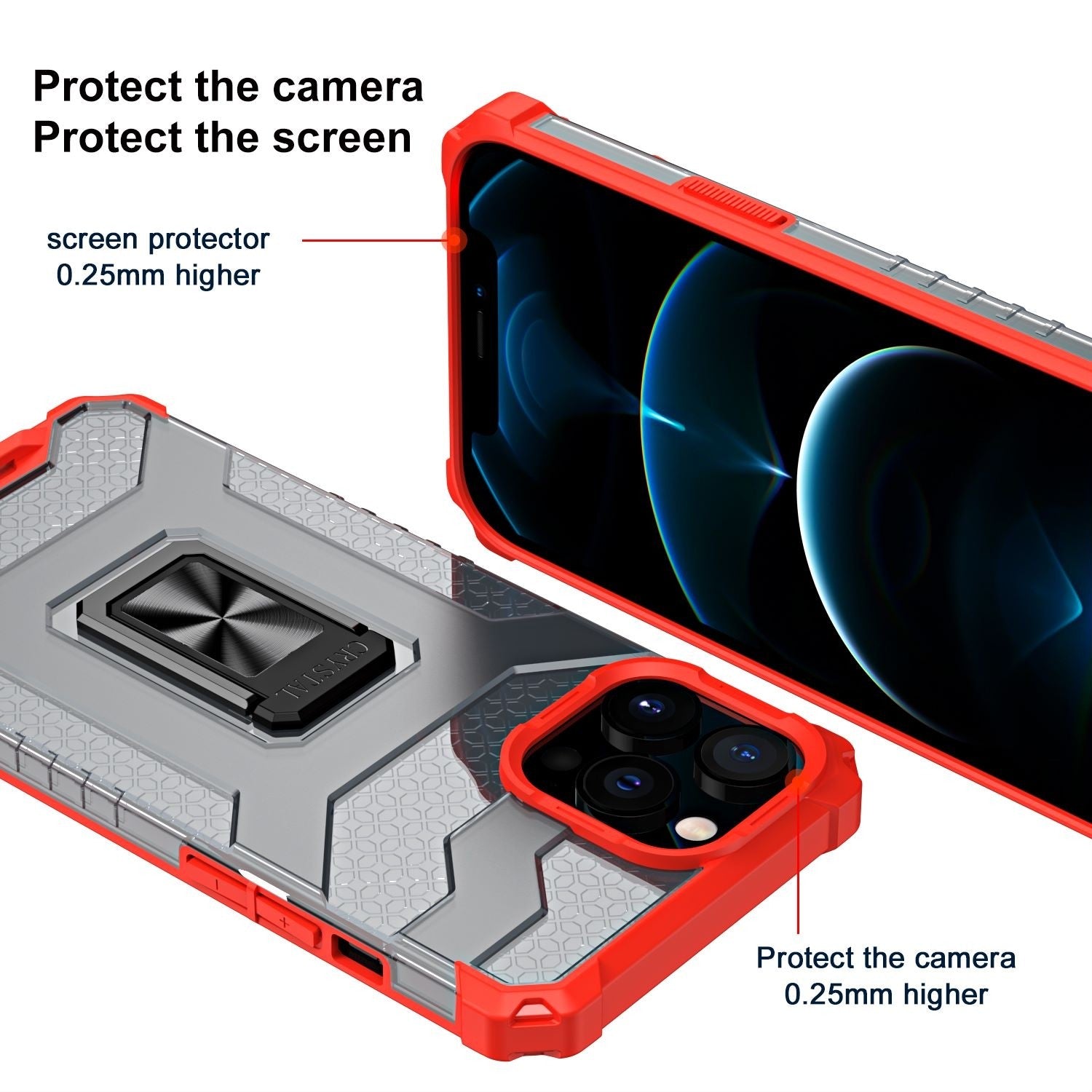 Husa de protectie Flippy compatibila cu Apple iPhone 13 Pro Acrylic Armor cu suport Rosu-4