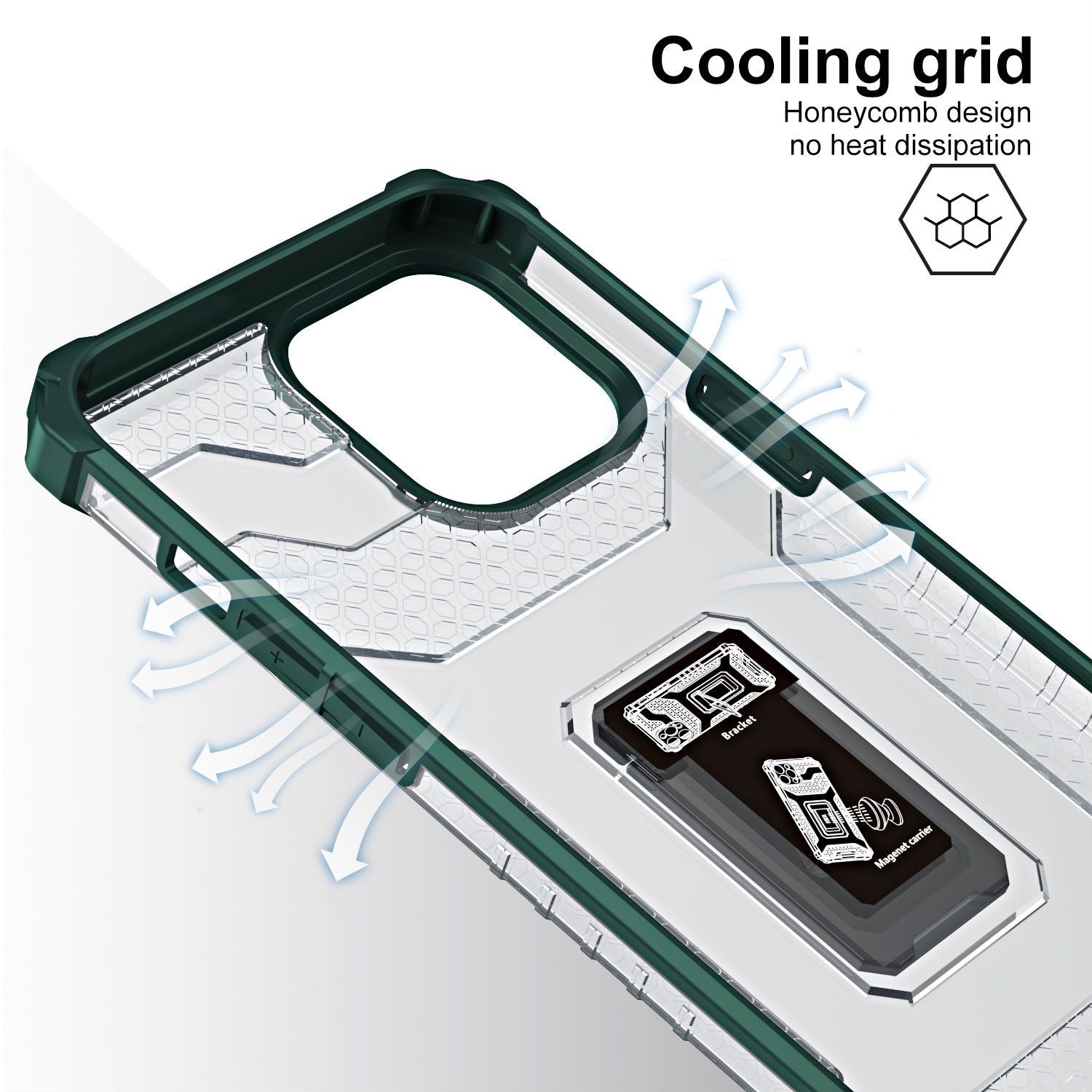 Husa de protectie Flippy compatibila cu Apple iPhone 13 Pro Acrylic Armor cu suport Verde Inchis-4