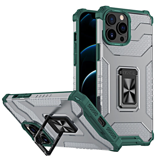 Husa de protectie Flippy compatibila cu Apple iPhone 13 Pro Acrylic Armor cu suport Verde Inchis-0