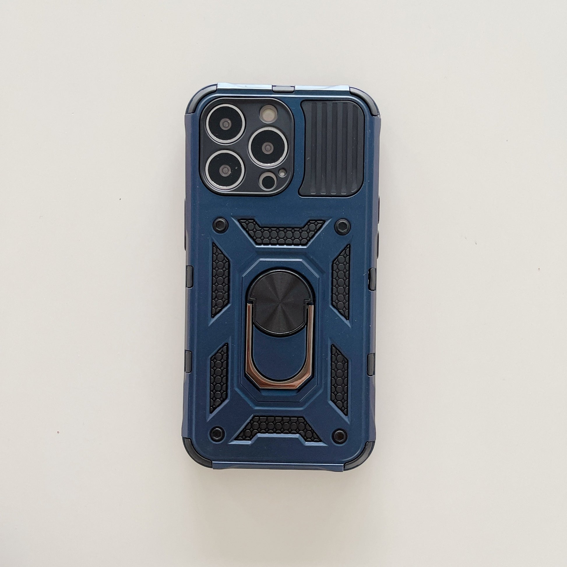 Husa de protectie Flippy compatibila cu Apple iPhone 13 Pro Defender Model 4 cu suport,Albastru-3