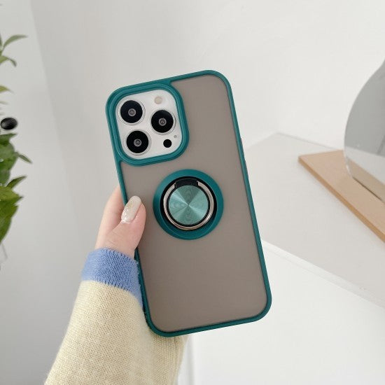 Husa de protectie Flippy compatibila cu Apple iPhone 13 Pro Max,Defender cu prindere inel,Verde-1