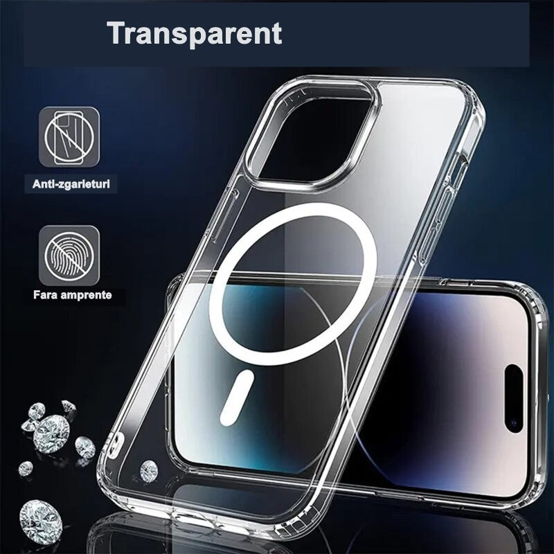 Husa de protectie Flippy compatibila cu Apple iPhone 15 Pro, MagSafe Blister, gaura mare camera, transparenta-1