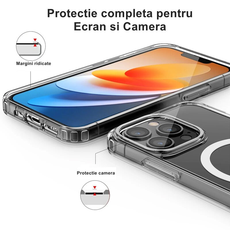 Husa de protectie Flippy compatibila cu Apple iPhone 15 Pro, MagSafe Blister, gaura mare camera, transparenta-3