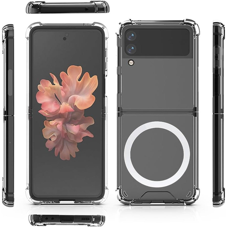Husa de protectie Flippy compatibila cu Samsung Z Flip 5, MagSafe Blister, gaura mare camera, transparenta-1