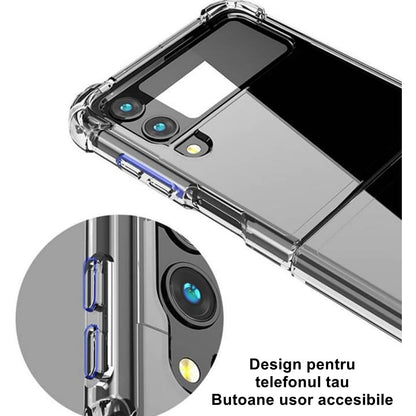 Husa de protectie Flippy compatibila cu Samsung Z Flip 5, MagSafe Blister, gaura mare camera, transparenta-3