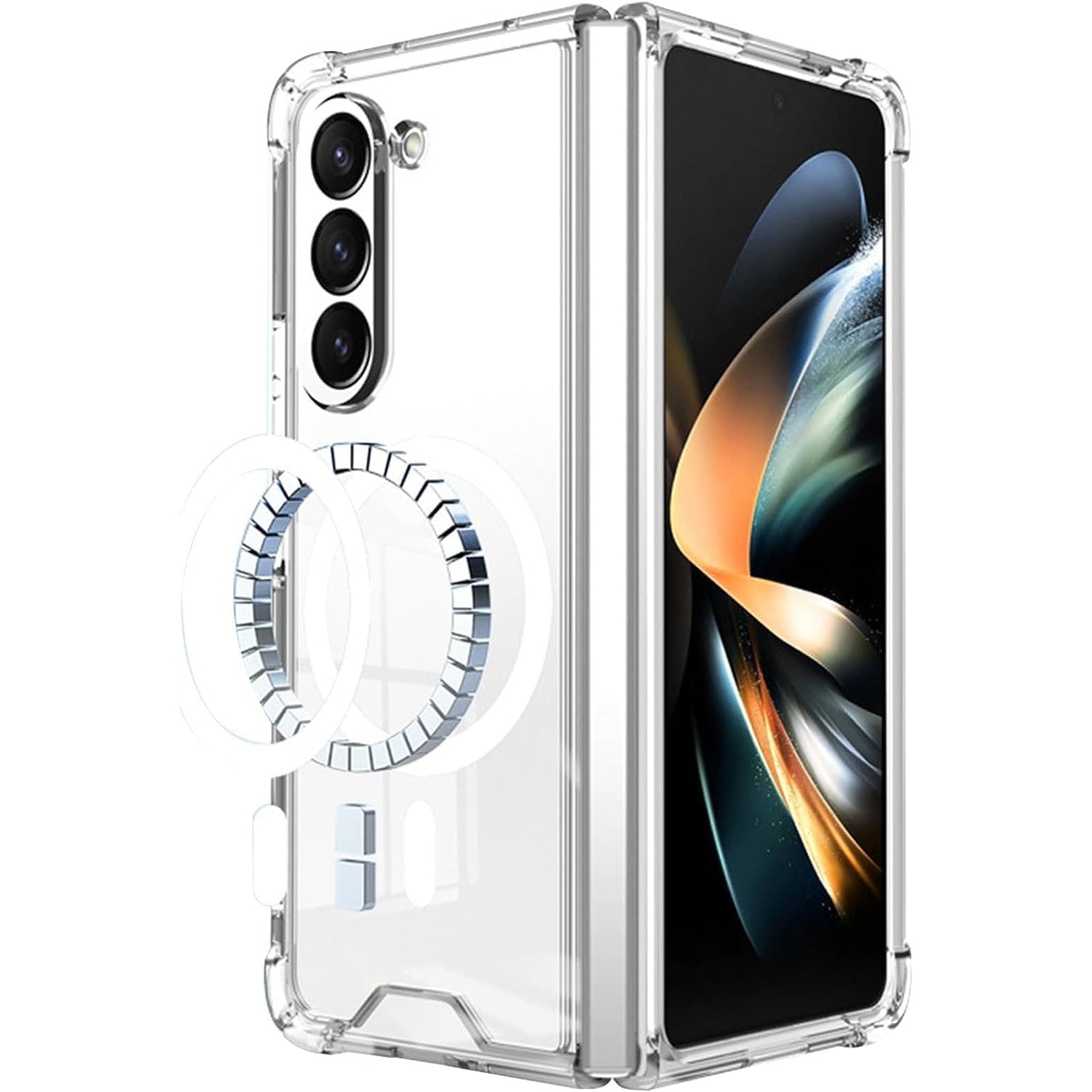 Husa de protectie Flippy compatibila cu Samsung Z Fold 5, MagSafe Blister, gaura mare camera, transparenta-0
