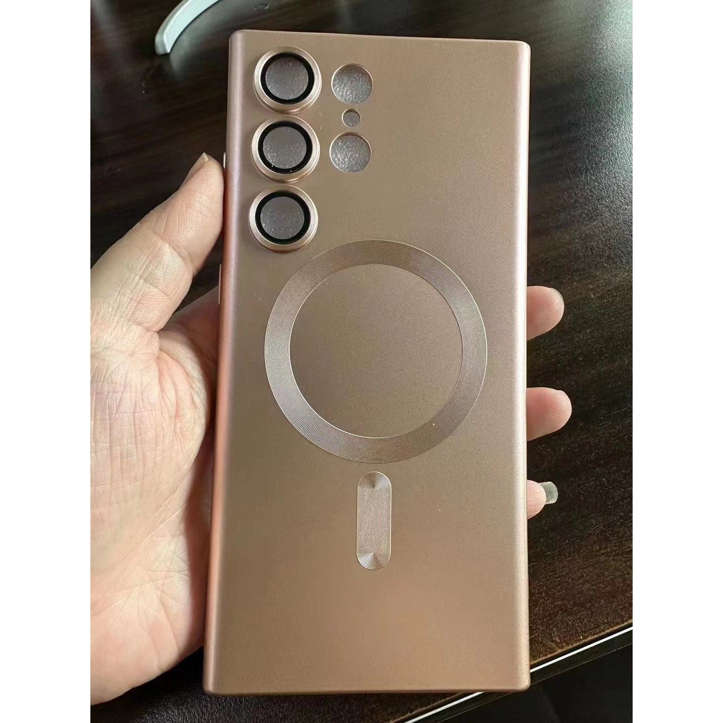 Husa de protectie Flippy, cu incarcare Wireless, Tehnologie Magsafe, pentru  Samsung Galaxy S23 Ultra , Rose Gold-1