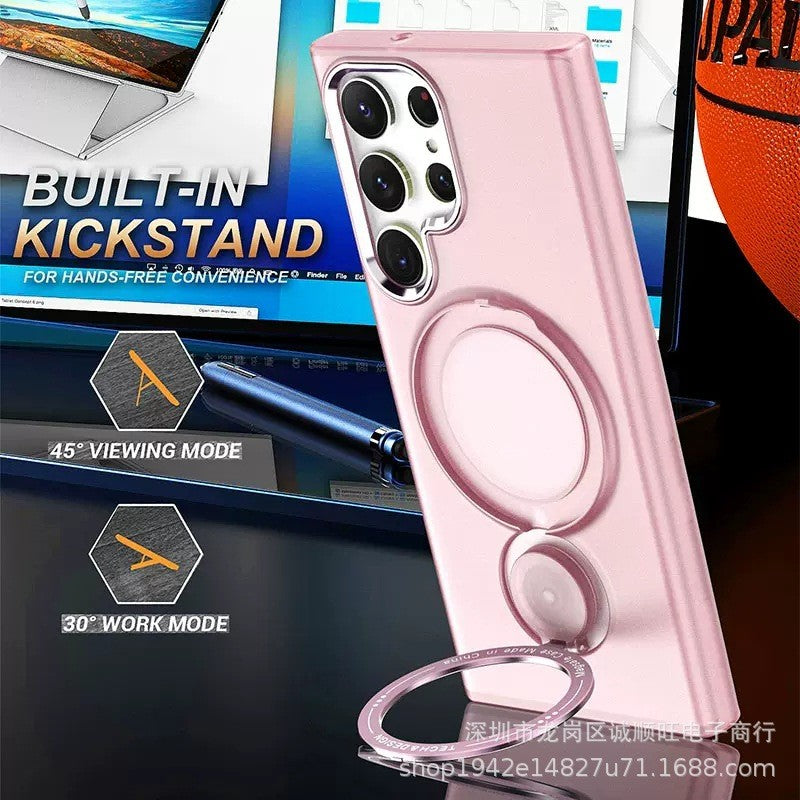 Husa de protectie Flippy, cu incarcare Wireless, Tehnologie Magsafe, TPU, Inel magnetic rotativ cu functie de suport, pentru  Samsung Galaxy S23 , Rose Gold-4