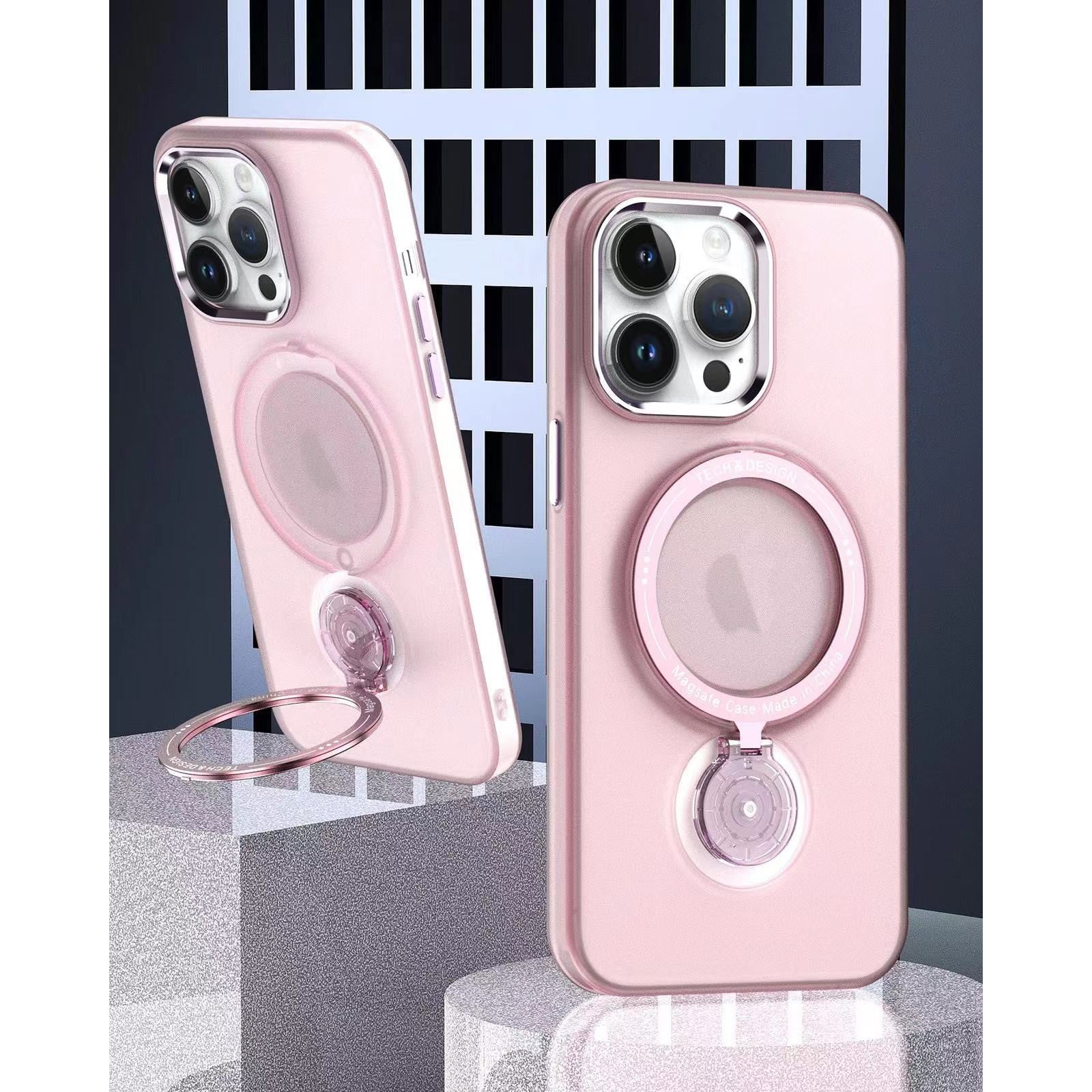 Husa de protectie Flippy, cu incarcare Wireless, Tehnologie Magsafe, TPU, Inel magnetic rotativ cu functie de suport, pentru  Samsung Galaxy S23 , Rose Gold-5