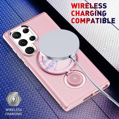 Husa de protectie Flippy, cu incarcare Wireless, Tehnologie Magsafe, TPU, Inel magnetic rotativ cu functie de suport, pentru  Samsung Galaxy S23 Ultra , Rose Gold-2