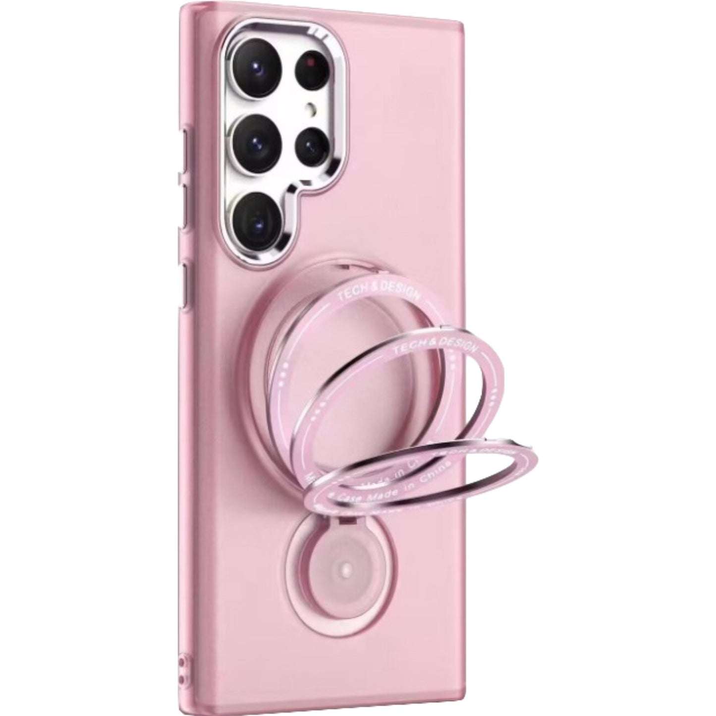 Husa de protectie Flippy, cu incarcare Wireless, Tehnologie Magsafe, TPU, Inel magnetic rotativ cu functie de suport, pentru  Samsung Galaxy S23 Plus , Rose Gold-0