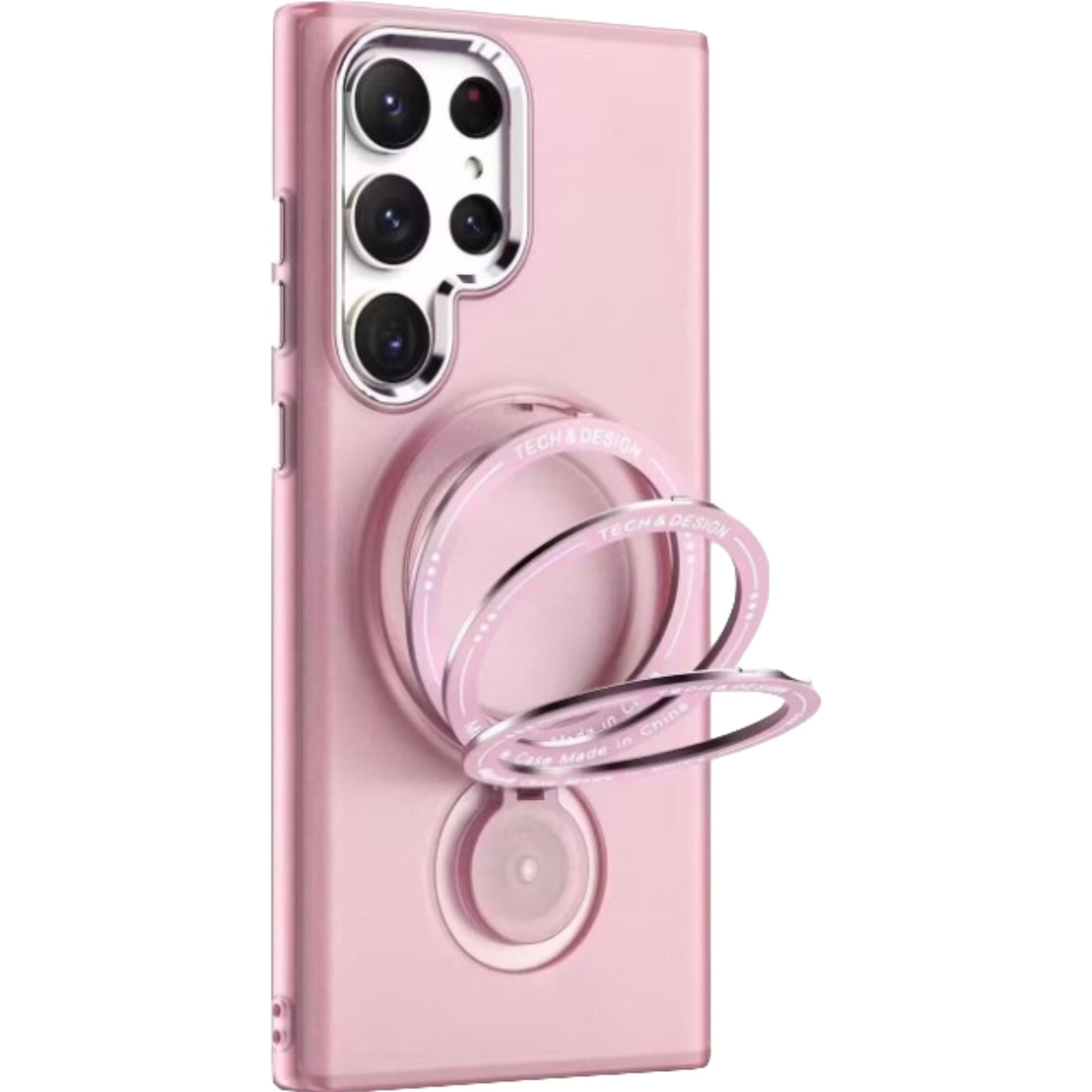 Husa de protectie Flippy, cu incarcare Wireless, Tehnologie Magsafe, TPU, Inel magnetic rotativ cu functie de suport, pentru  Samsung Galaxy S23 Plus , Rose Gold-0