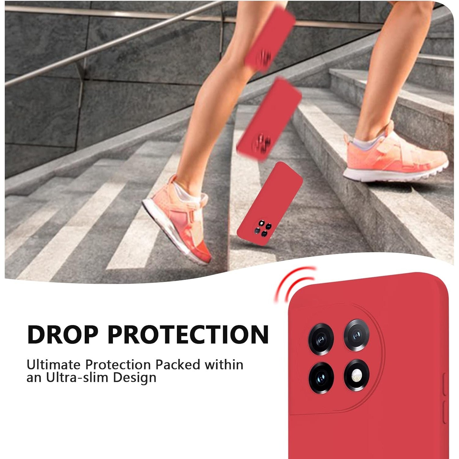 Husa de Protectie, Flippy, pentru OnePlus 11 5G, Liquid Silicone, cu Microfibra pe Interior, Protectie Antisoc, Compatibil Incarcare Wireless, Rosu-2