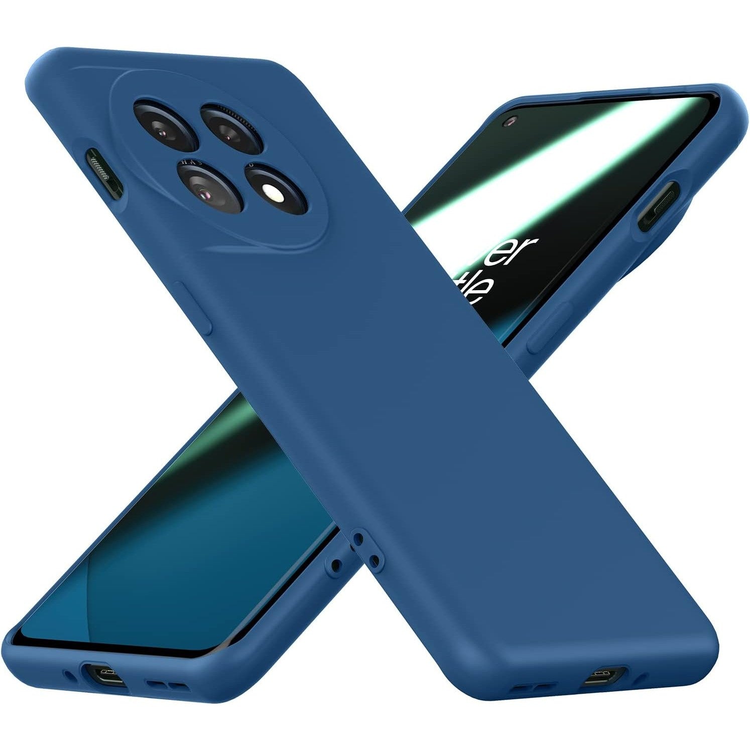 Husa de Protectie, Flippy, pentru OnePlus 11 5G, Liquid Silicone, cu Microfibra pe Interior, Protectie Antisoc, Compatibil Incarcare Wireless, Albastru-1