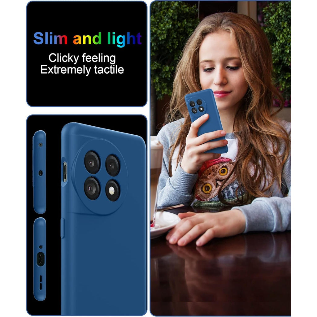 Husa de Protectie, Flippy, pentru OnePlus 11 5G, Liquid Silicone, cu Microfibra pe Interior, Protectie Antisoc, Compatibil Incarcare Wireless, Albastru-2