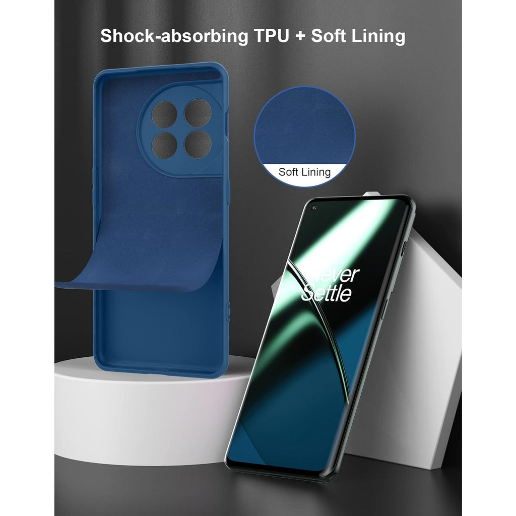 Husa de Protectie, Flippy, pentru OnePlus 11 5G, Liquid Silicone, cu Microfibra pe Interior, Protectie Antisoc, Compatibil Incarcare Wireless, Albastru-4