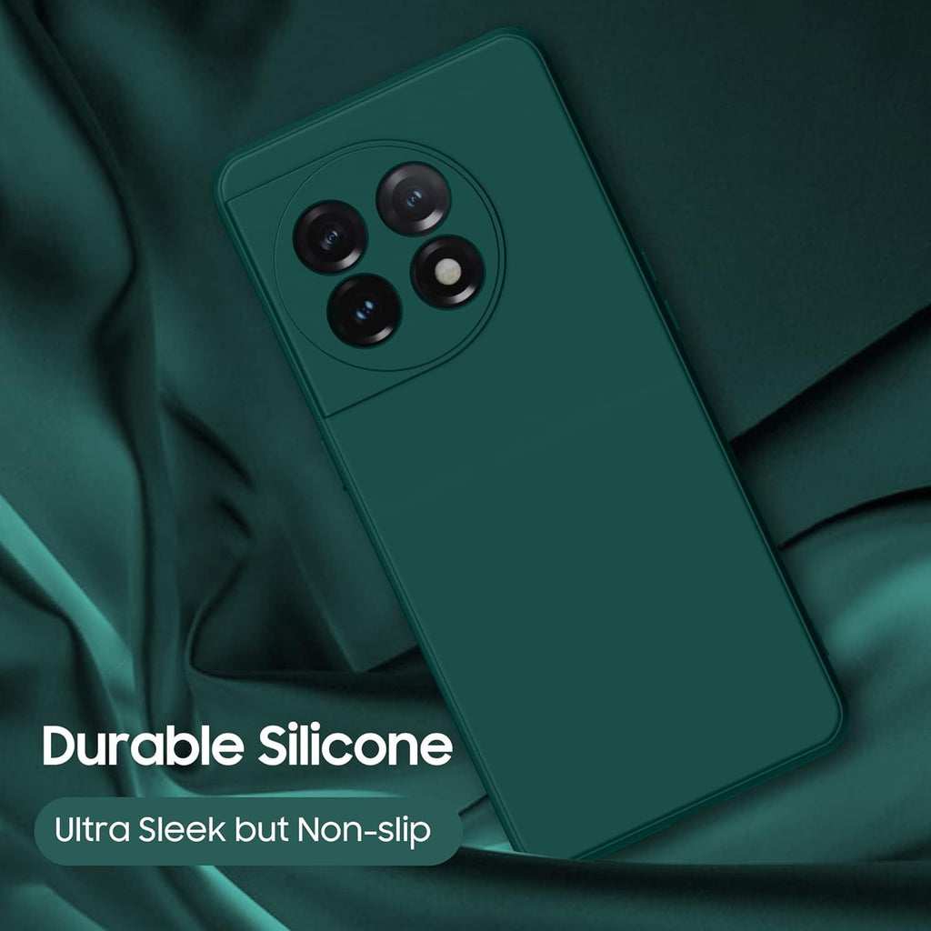 Husa de Protectie, Flippy, pentru OnePlus 11 5G, Liquid Silicone, cu Microfibra pe Interior, Protectie Antisoc, Compatibil Incarcare Wireless, Verde-3