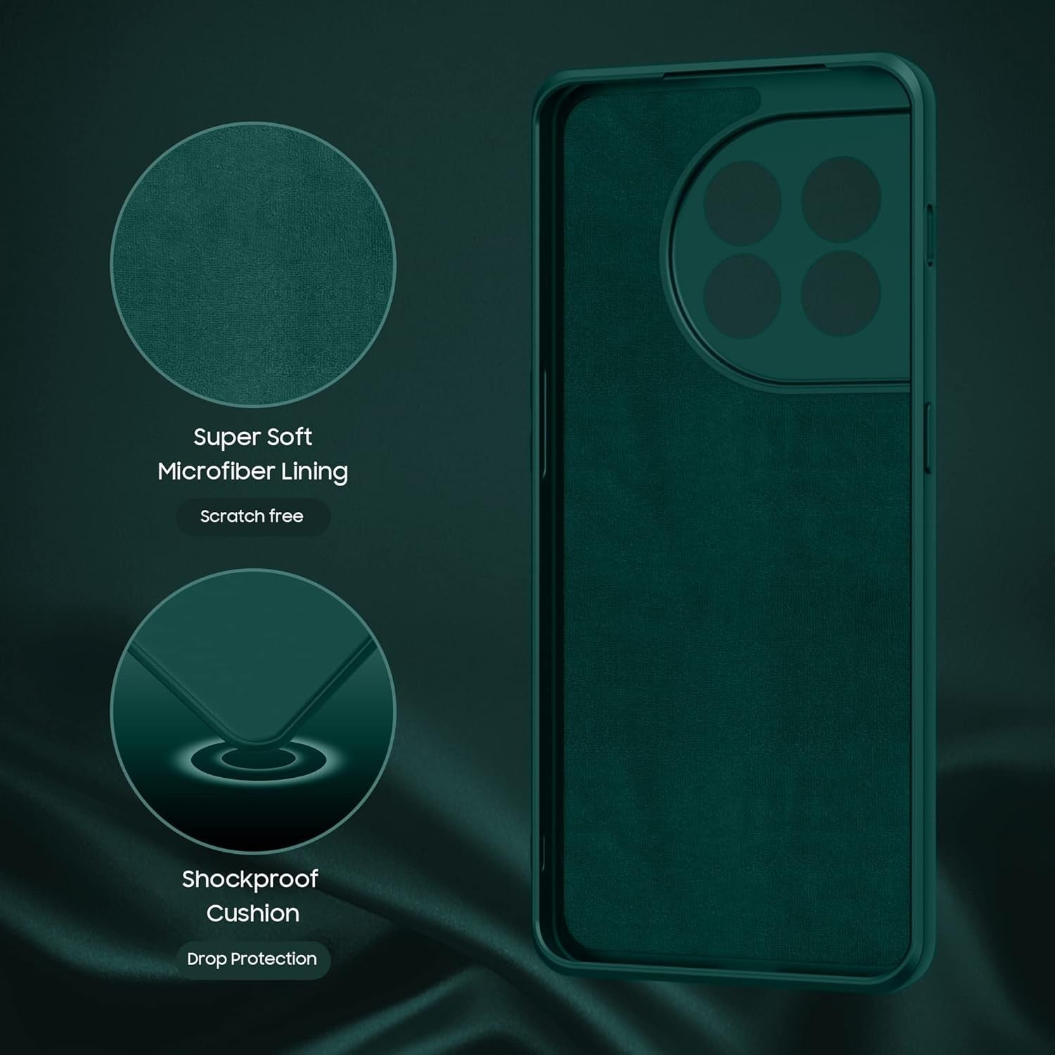 Husa de Protectie, Flippy, pentru OnePlus 11 5G, Liquid Silicone, cu Microfibra pe Interior, Protectie Antisoc, Compatibil Incarcare Wireless, Verde-4