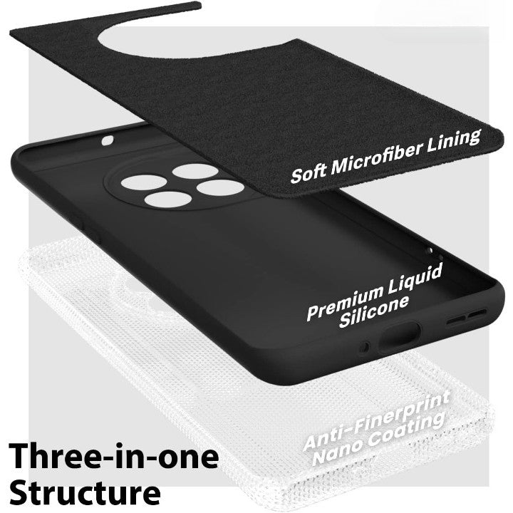 Husa de Protectie, Flippy, pentru OnePlus 11 5G, Liquid Silicone, cu Microfibra pe Interior, Protectie Antisoc, Compatibil Incarcare Wireless, Negru-4