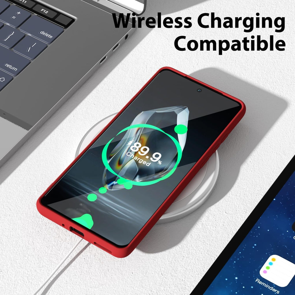 Husa de Protectie, Flippy, pentru OnePlus 12 5G, Liquid Silicone, cu Microfibra pe Interior, Protectie Antisoc, Compatibil Incarcare Wireless, Rosu-1