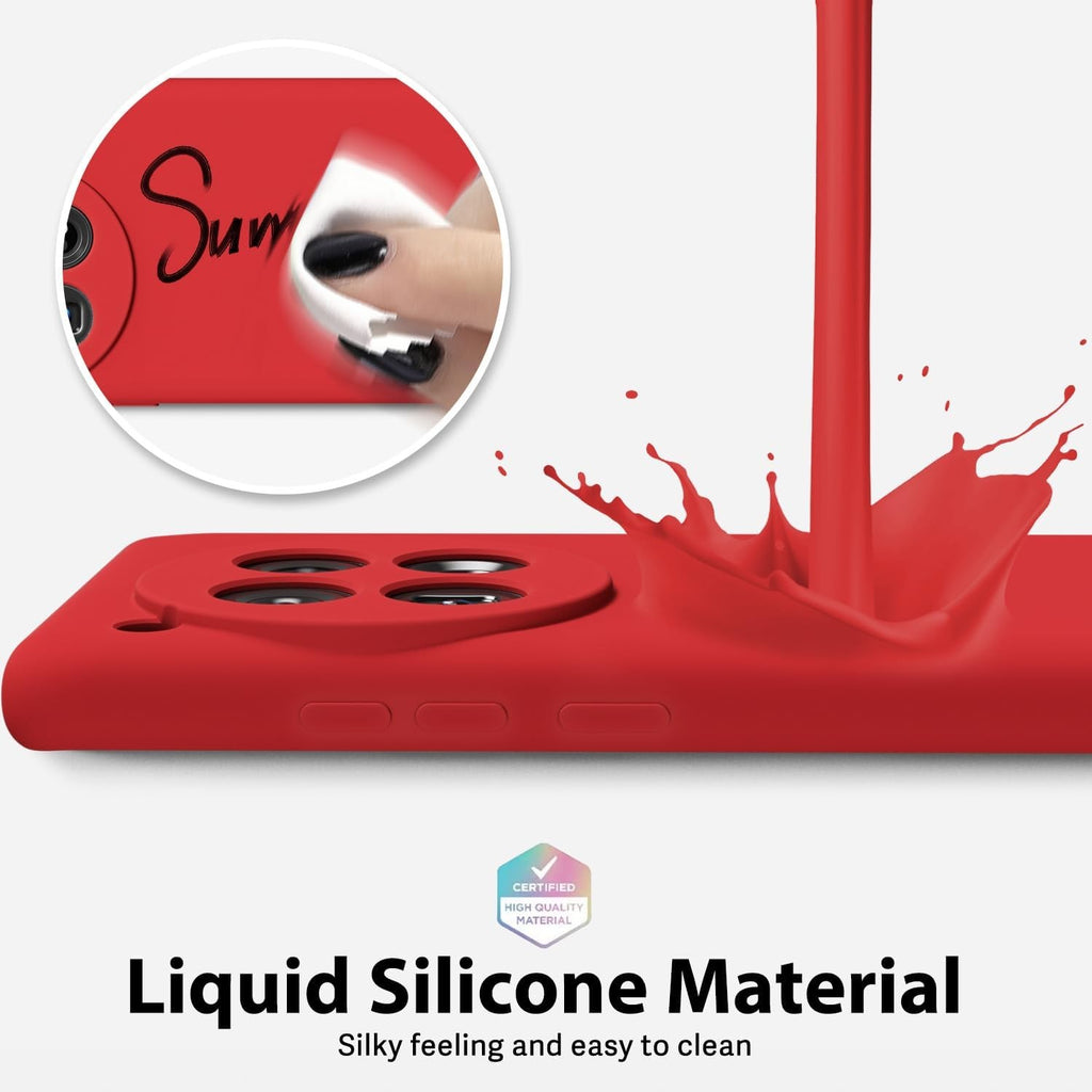 Husa de Protectie, Flippy, pentru OnePlus 12 5G, Liquid Silicone, cu Microfibra pe Interior, Protectie Antisoc, Compatibil Incarcare Wireless, Rosu-3
