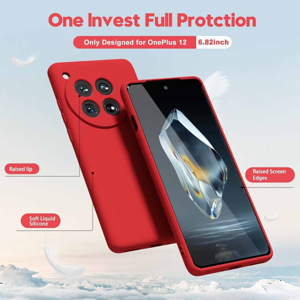 Husa de Protectie, Flippy, pentru OnePlus 12 5G, Liquid Silicone, cu Microfibra pe Interior, Protectie Antisoc, Compatibil Incarcare Wireless, Rosu-4