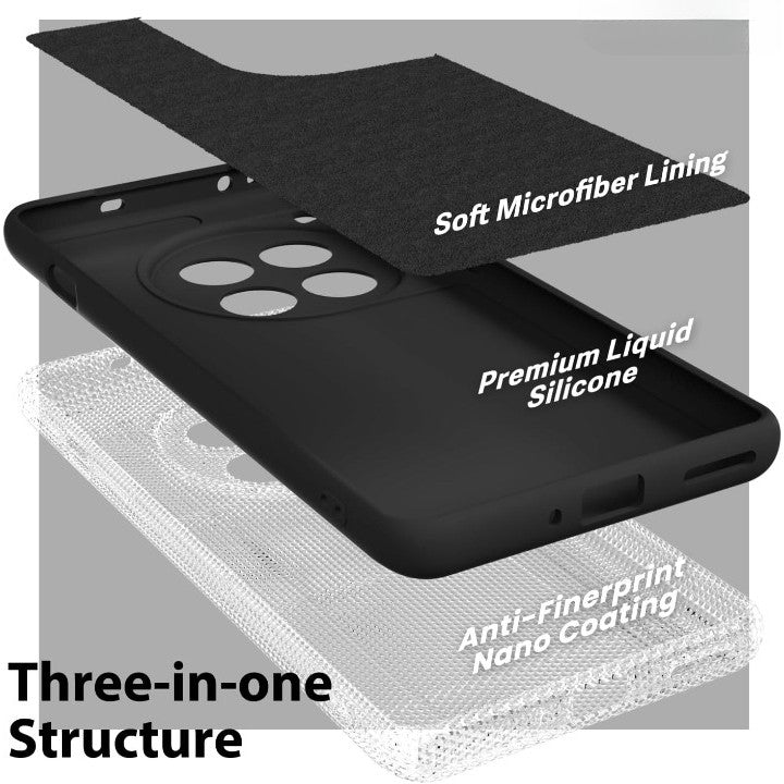 Husa de Protectie, Flippy, pentru OnePlus 12 5G, Liquid Silicone, cu Microfibra pe Interior, Protectie Antisoc, Compatibil Incarcare Wireless, Negru-1