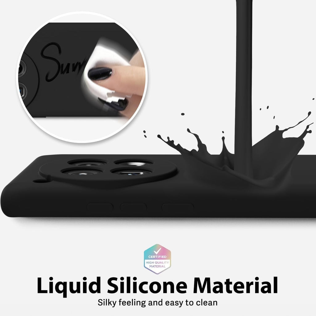 Husa de Protectie, Flippy, pentru OnePlus 12 5G, Liquid Silicone, cu Microfibra pe Interior, Protectie Antisoc, Compatibil Incarcare Wireless, Negru-4