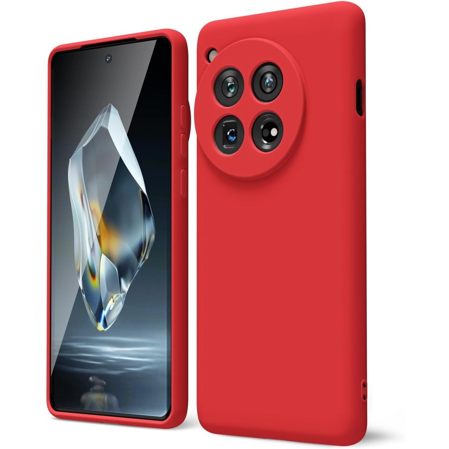 Husa de Protectie, Flippy, pentru OnePlus 12 5G, Liquid Silicone, cu Microfibra pe Interior, Protectie Antisoc, Compatibil Incarcare Wireless, Rosu-0