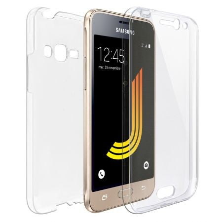 Husa de protectie Flippy® pentru Samsung J1 2016 Full Tpu 360 V2 Transparent cu margini albe-1