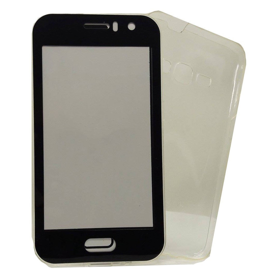 Husa de protectie Flippy® pentru Samsung J1 2016 Full Tpu 360 V2 Transparent cu margini negre-2