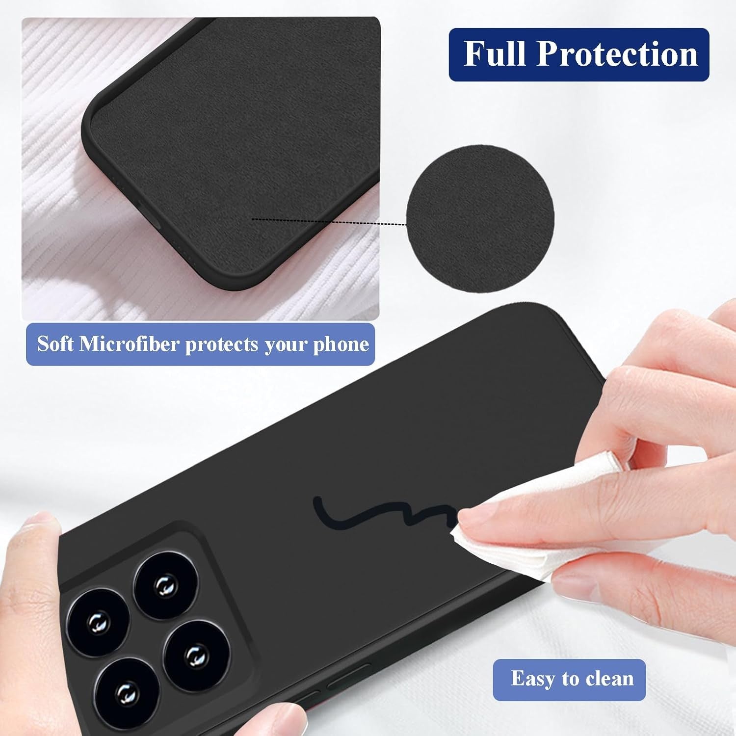Husa de Protectie, Flippy, pentru Xiaomi 14, Liquid Silicone, cu Microfibra pe Interior, Protectie Antisoc, Compatibil Incarcare Wireless, Negru-3
